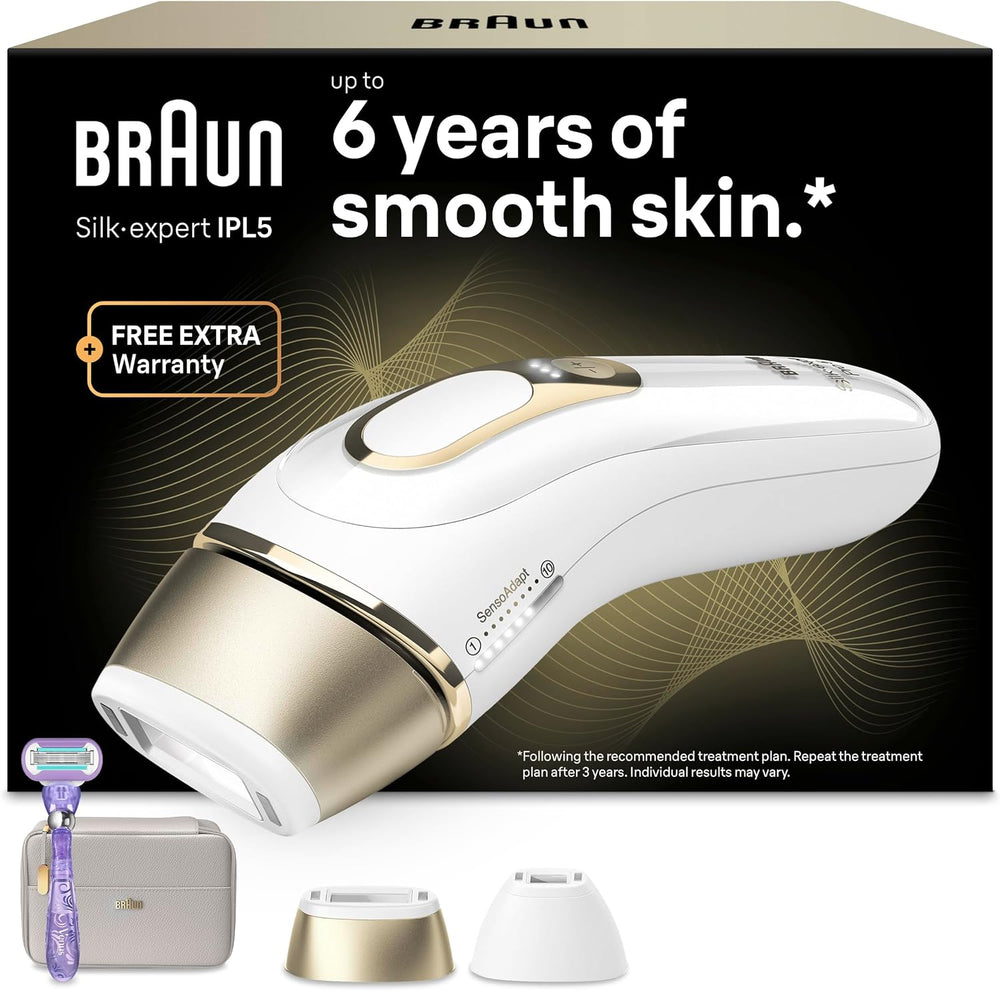 Braun IPL Silk-Expert Pro 5, at Home Hair Removal, White/Gold, PL5138