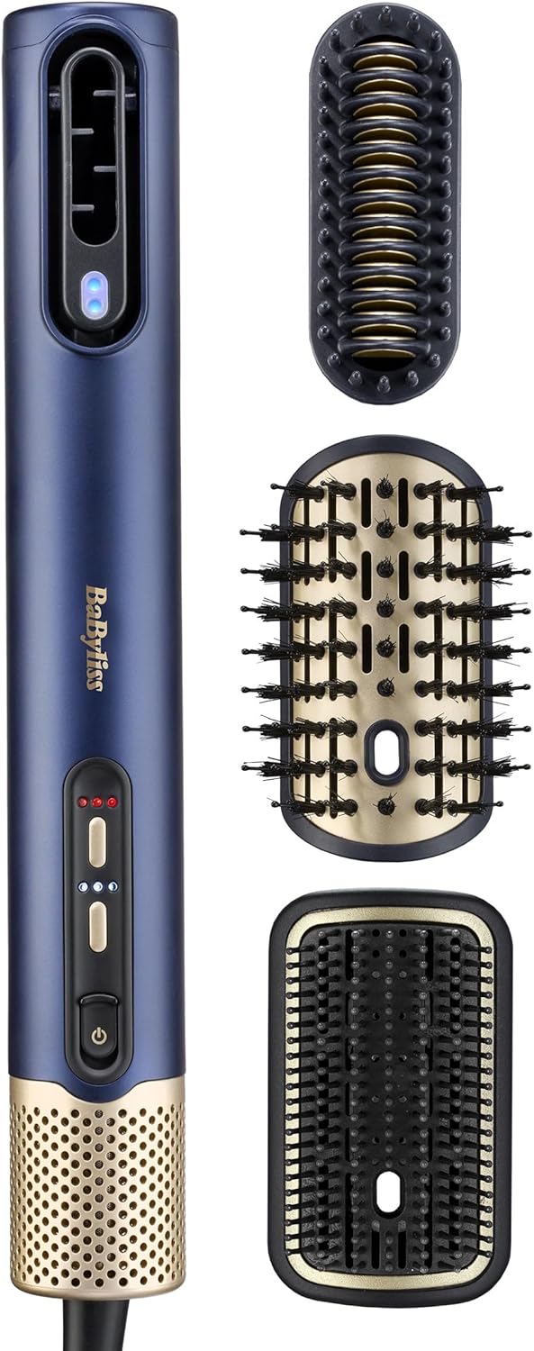 BaByliss Air Wand, All in One Hair Dryer, Straightener and Styler - Blue