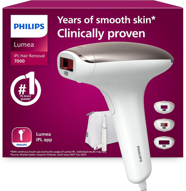 Philips Lumea 7000 Series, IPL Hair Removal Device, Laser Hair Removal Alternative, with Satin Compact Pen Trimmer, 3 Attachments for Body, Face and Bikini, Model BRI923/00