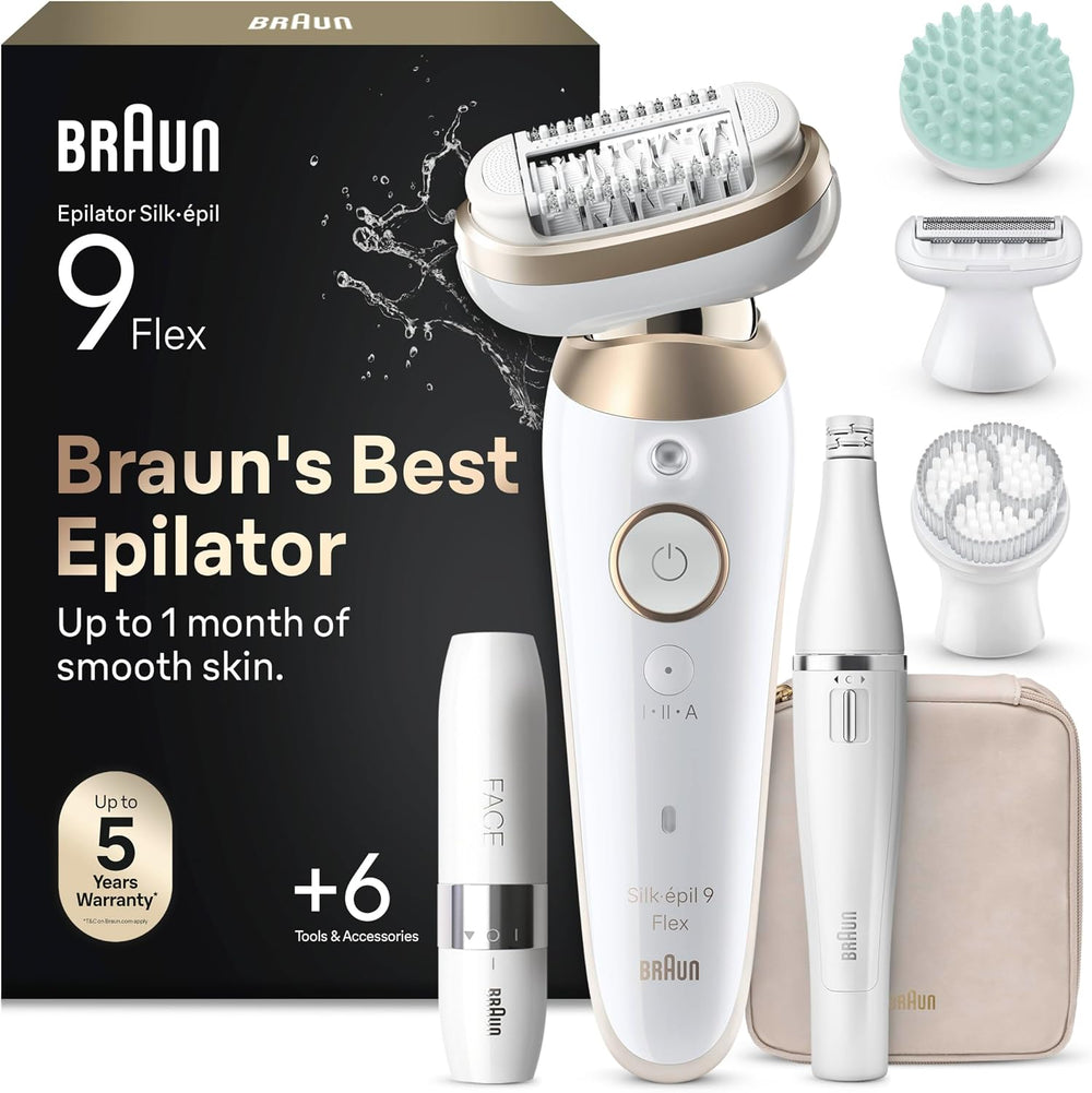Braun Silk-épil 9 Flex SkinSpa Epilator, Wet & Dry, 9-681 3D, Gold
