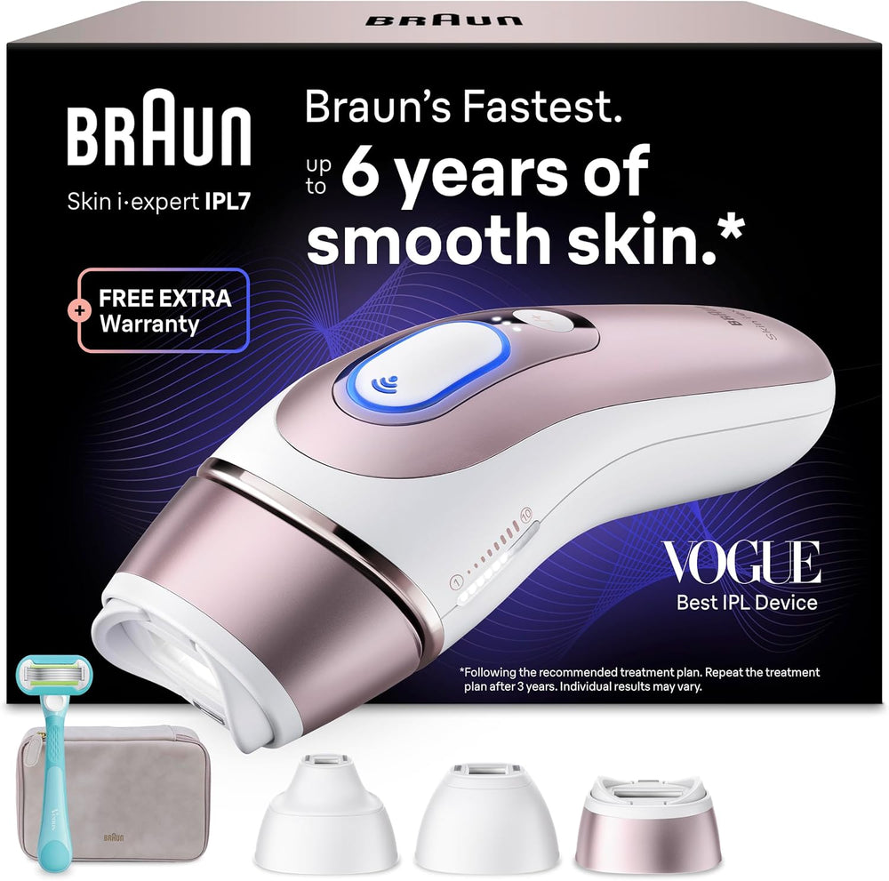 Braun Smart IPL Skin i-Expert Hair Removal Device, PL7321, White/Rose Gold