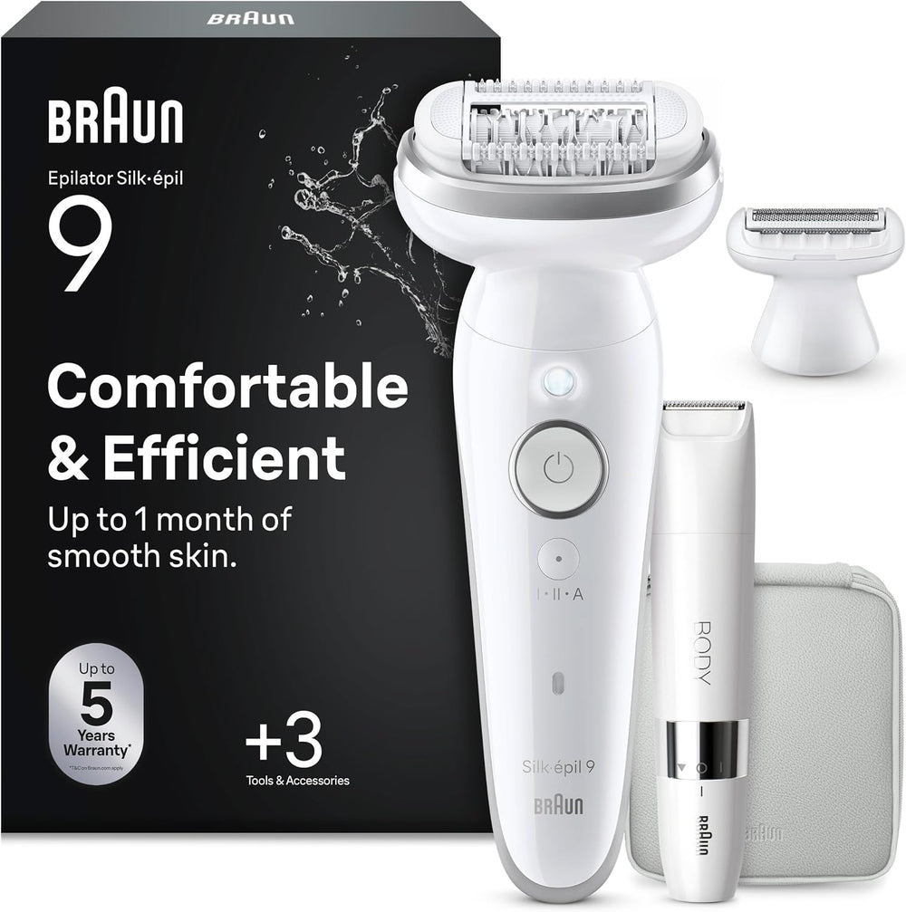 Braun Silk·épil 9 Epilator for Women, White/Silver, Model - SES9-441